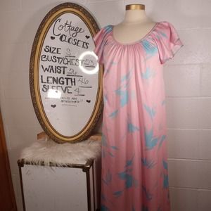 VTG 60s Travel Lite Pink Tropical Mumu S